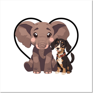 Elephant and Dog Friends Posters and Art